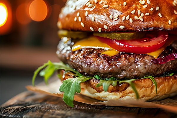 AI midjourney created gourmet burger dish