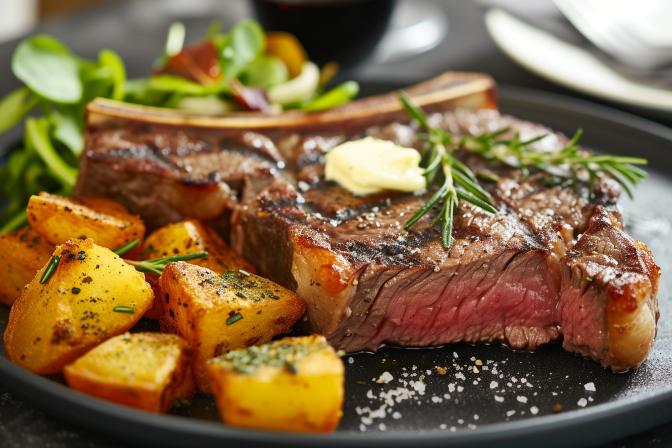 AI midjourney created steak meal