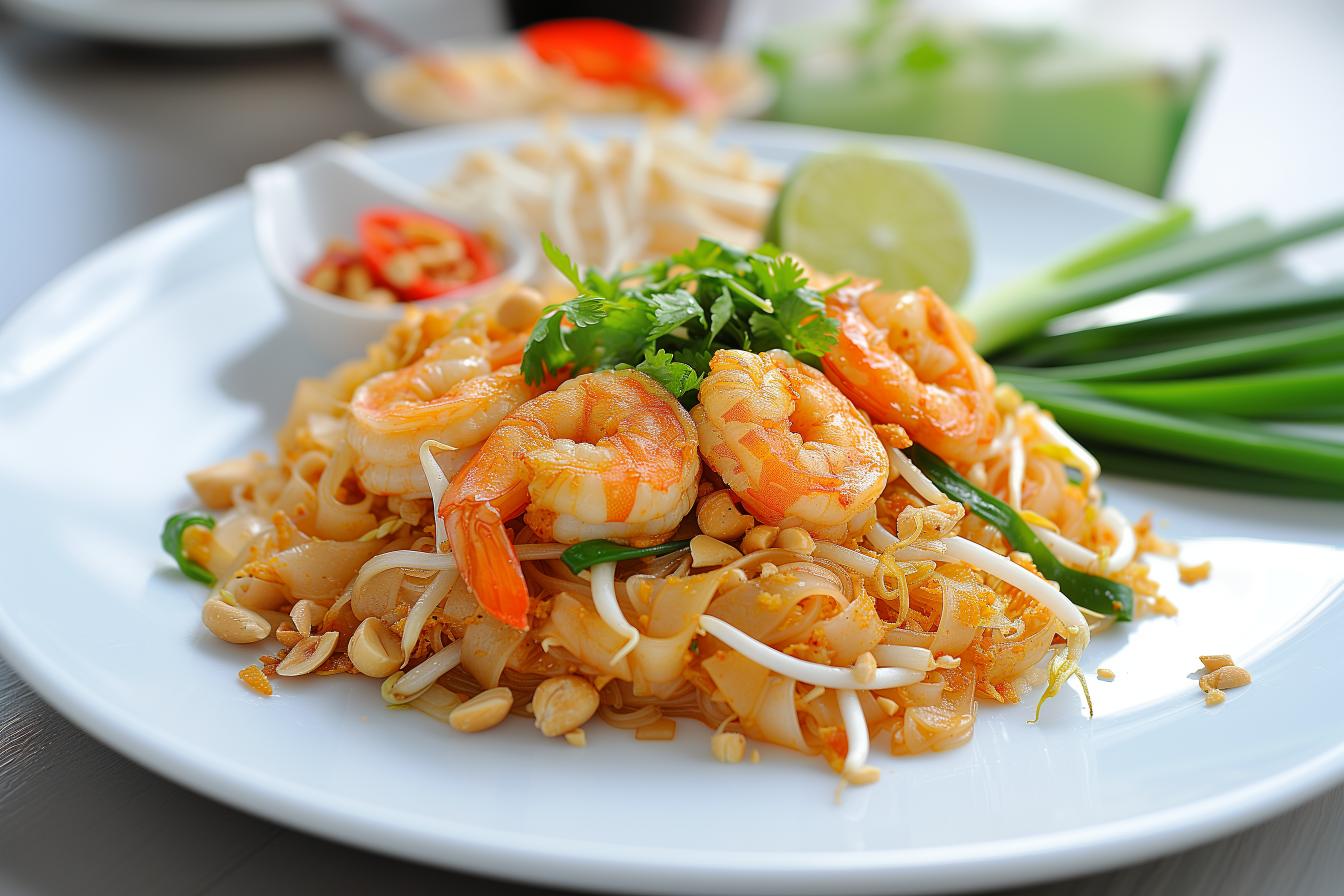 AI midjourney created tacos thai food pad thai dish